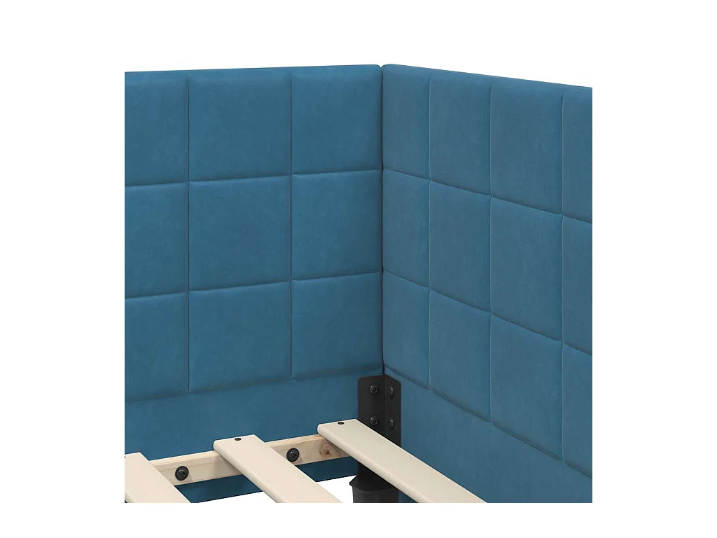 Cadre de lit d'angle avec tête de lit Bleu 90 x 200 cm Velours