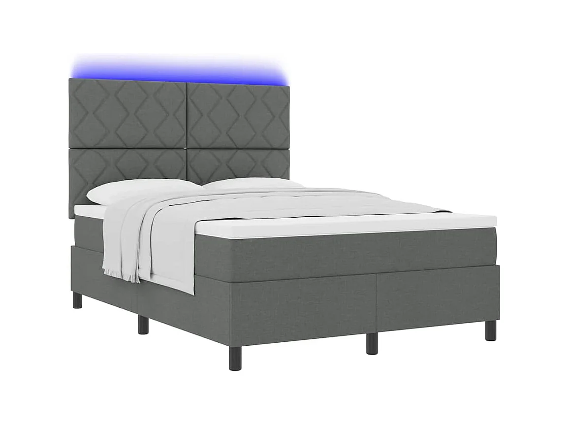 Cadre de lit avec matelas Gris foncé 140 x 190 cm tissu