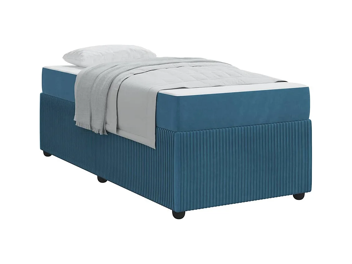 Cadre de lit avec matelas avec matelas Bleu 90 x 190 cm Velours