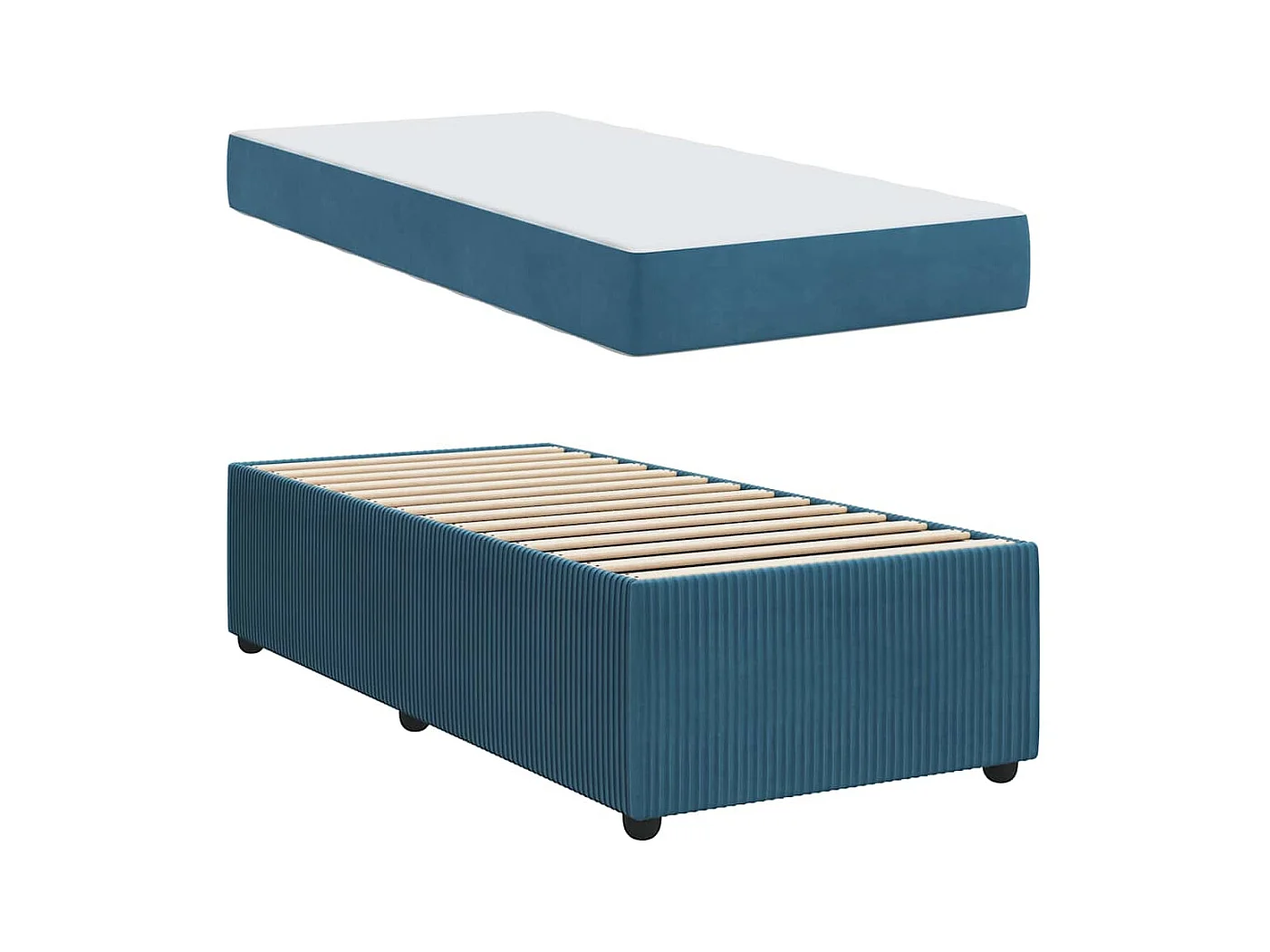 Cadre de lit avec matelas avec matelas Bleu 90 x 190 cm Velours