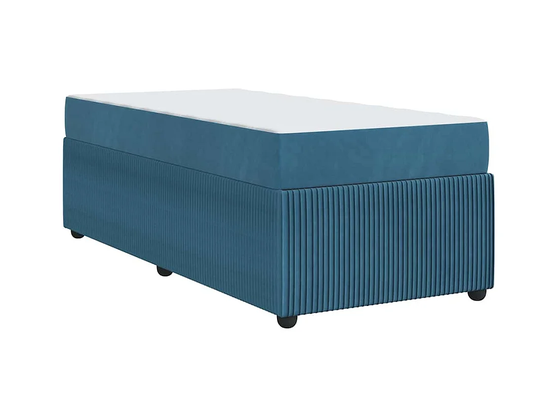 Cadre de lit avec matelas avec matelas Bleu 90 x 190 cm Velours