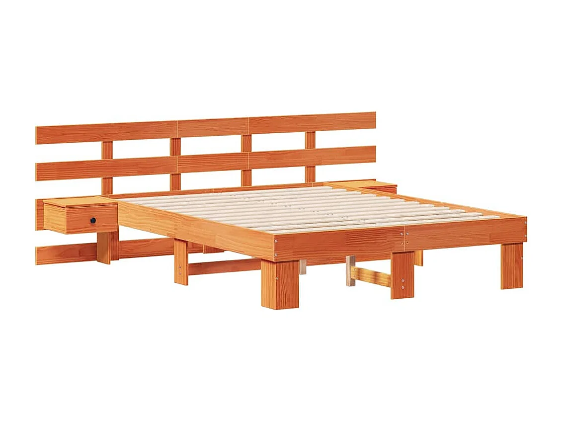 Bedframe met lade Bruin 120 x 190 cm Massief grenenhout