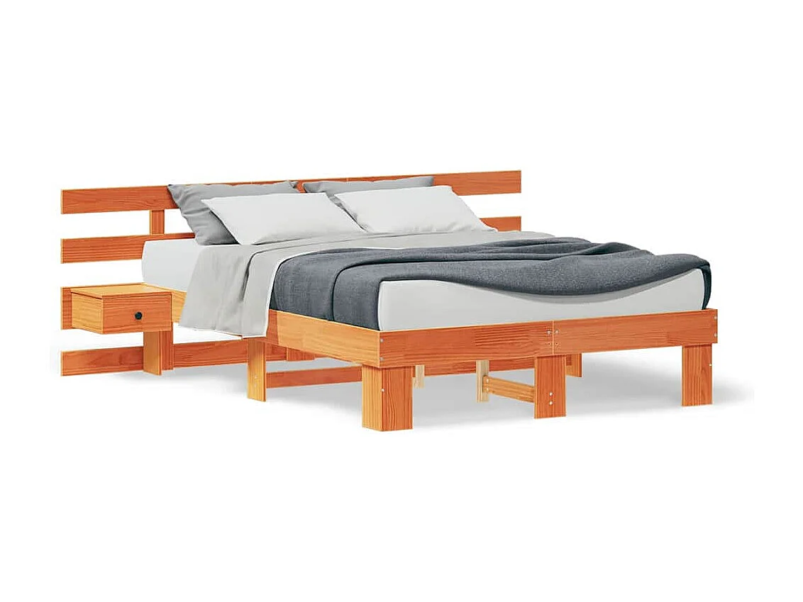 Bedframe met lade Bruin 120 x 190 cm Massief grenenhout
