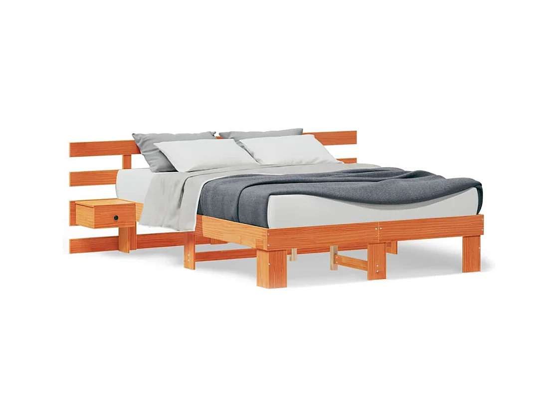 Cadre de lit Marron 150 x 200 cm Pin massif et pin massif