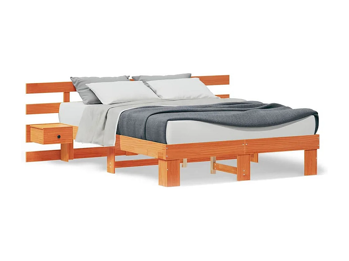 Cadre de lit Marron 150 x 200 cm Pin massif et pin massif