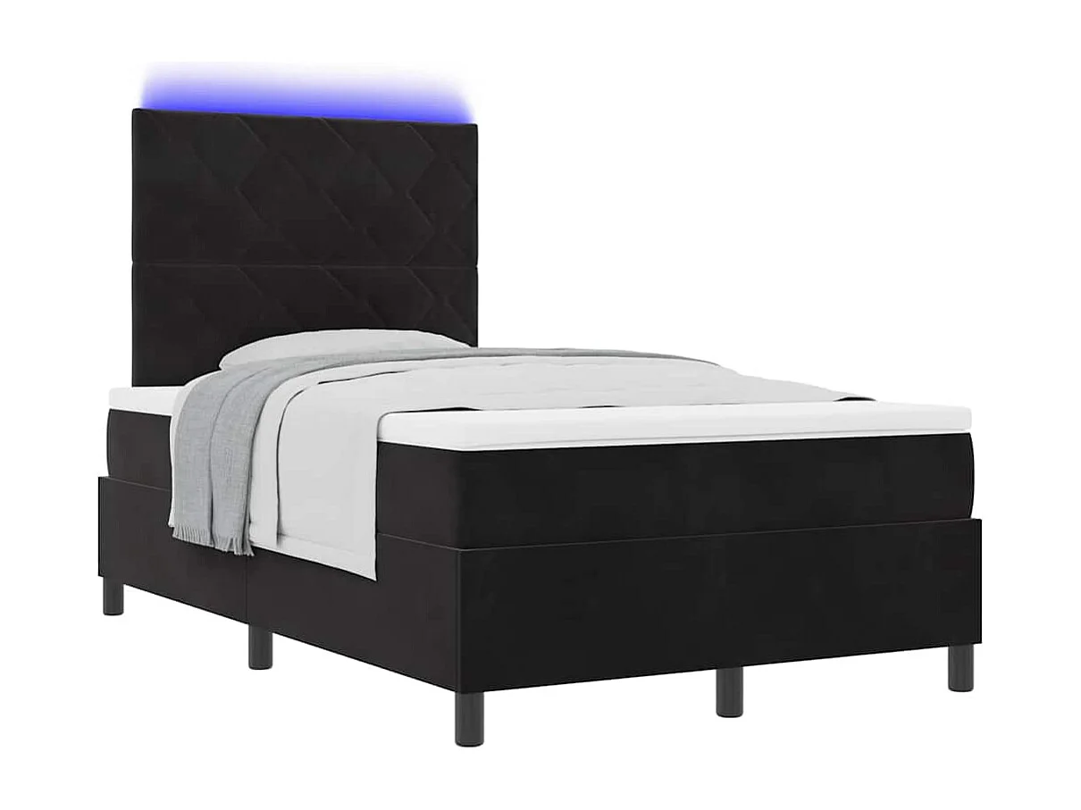 Cama tipo Box Spring con colchón Negro 120 x 190 cm Terciopelo