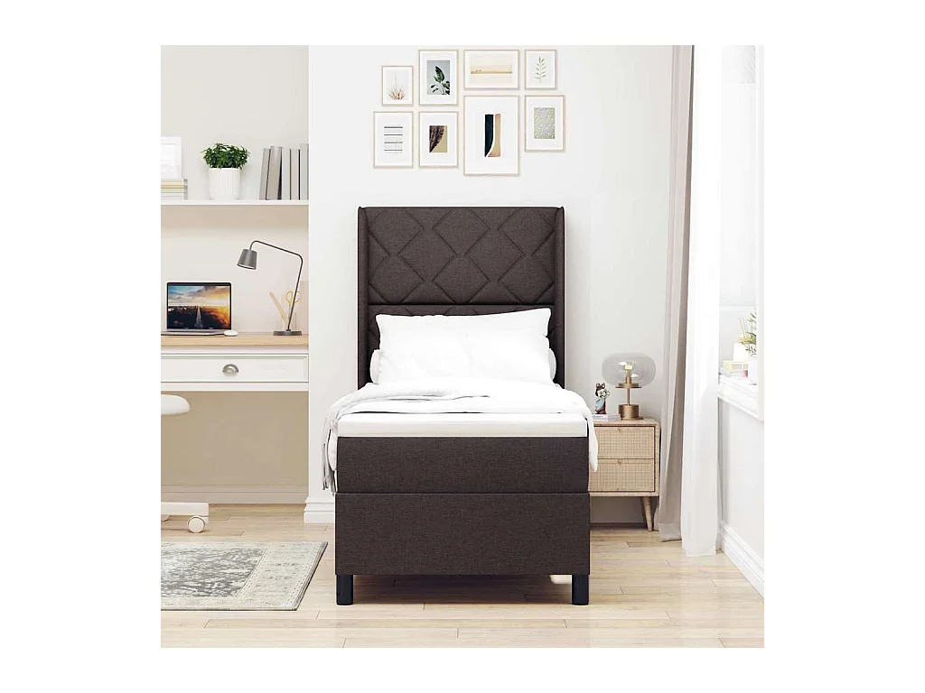 Boxspring bed met matras Donkerbruin 90 x 190 cm Stof