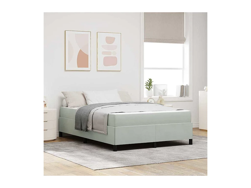 Cadre de lit Gris clair et gris 140 x 190 cm Velours