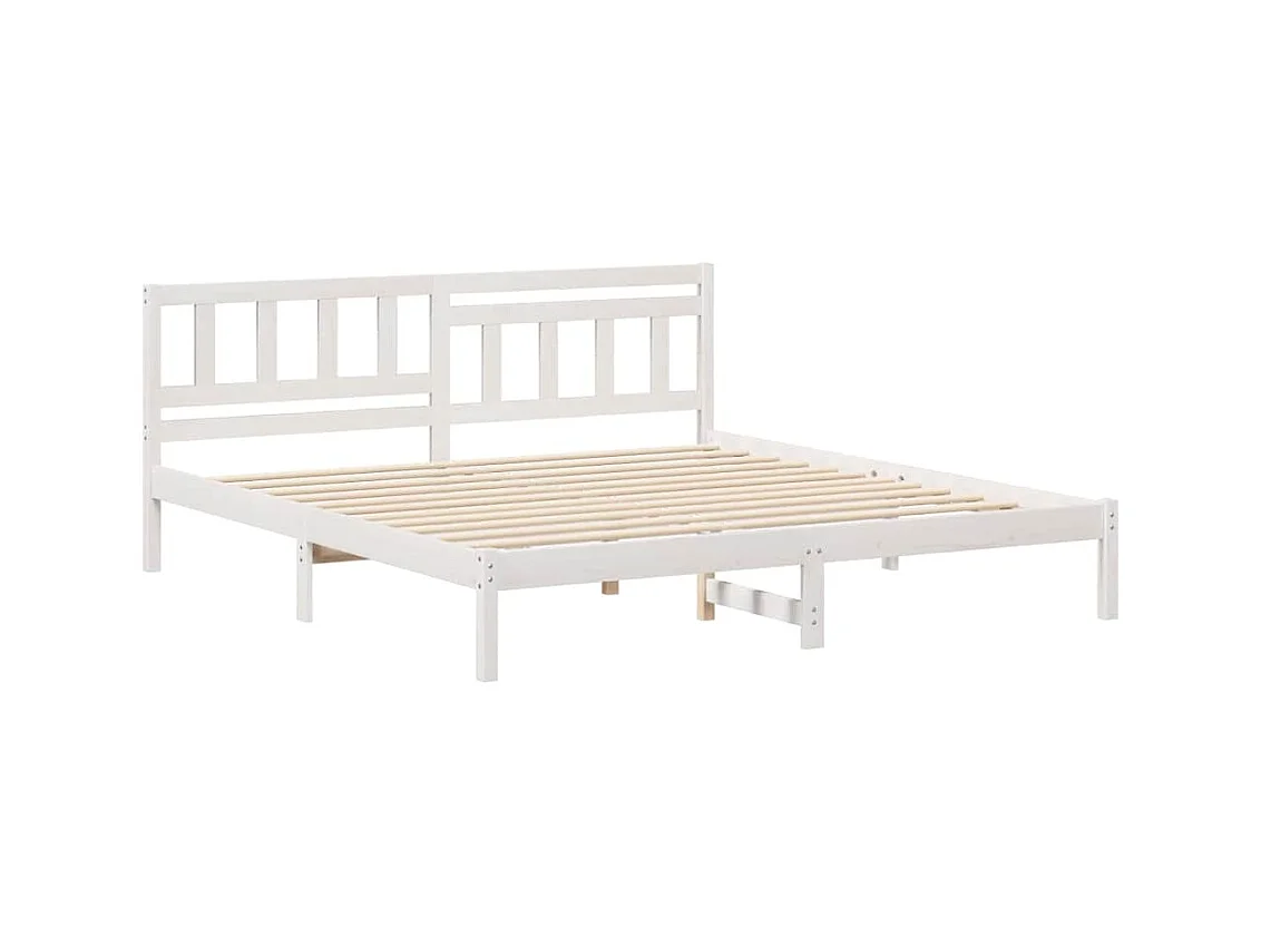 Bedframe met hoofdeinde Wit 180 x 200 cm Massief grenenhout