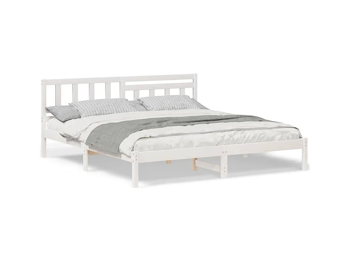 Bedframe met hoofdeinde Wit 180 x 200 cm Massief grenenhout