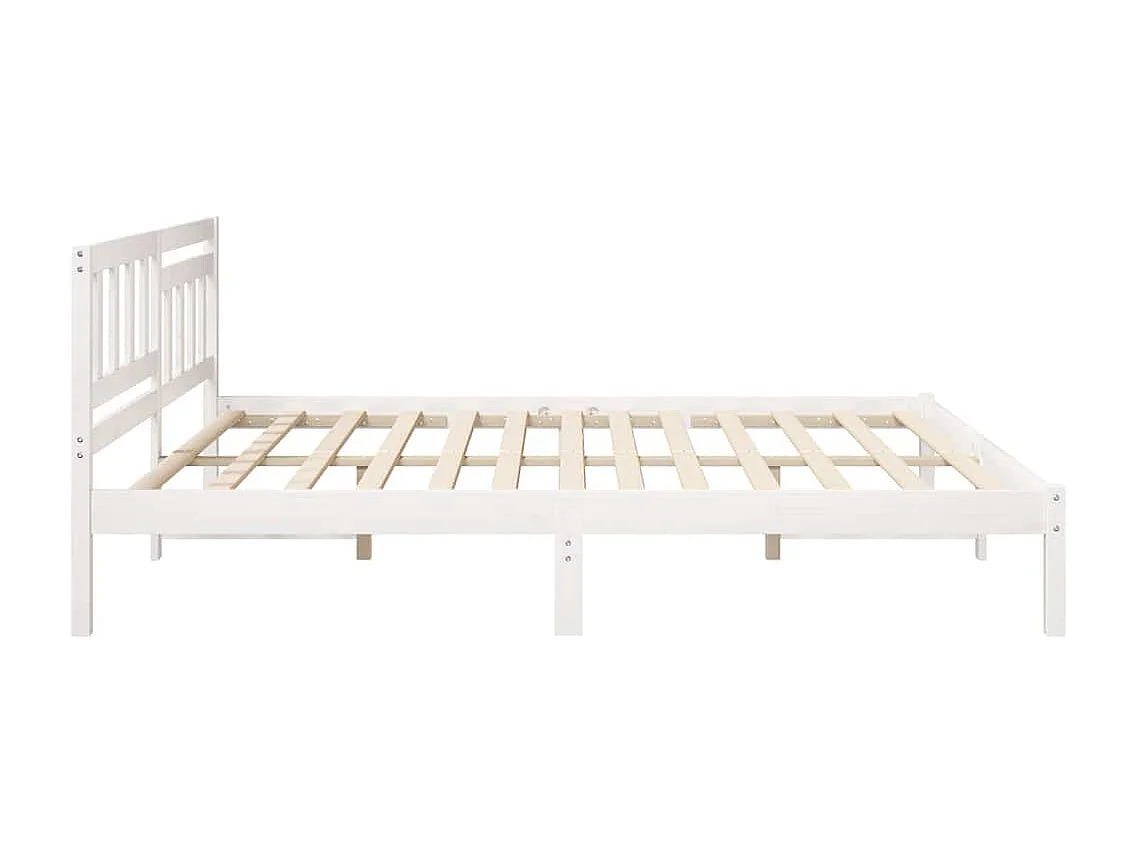 Bedframe met hoofdeinde Wit 180 x 200 cm Massief grenenhout