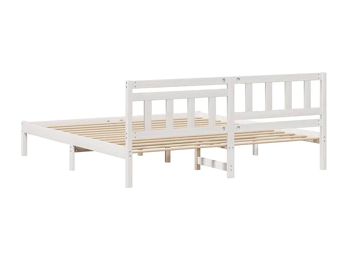 Bedframe met hoofdeinde Wit 180 x 200 cm Massief grenenhout