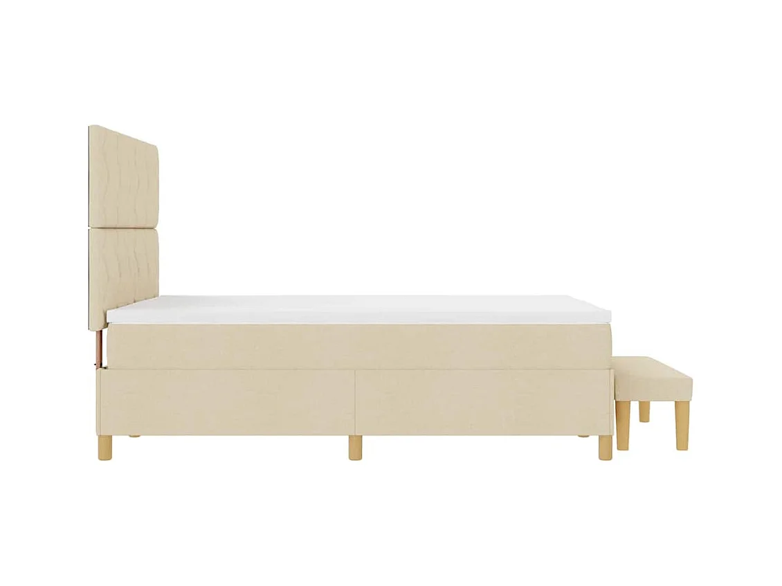 Cadre de lit avec matelas Crème 160 x 200 cm tissu