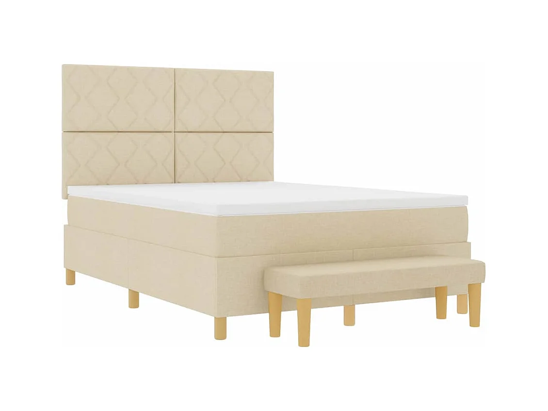 Cadre de lit avec matelas Crème 160 x 200 cm tissu