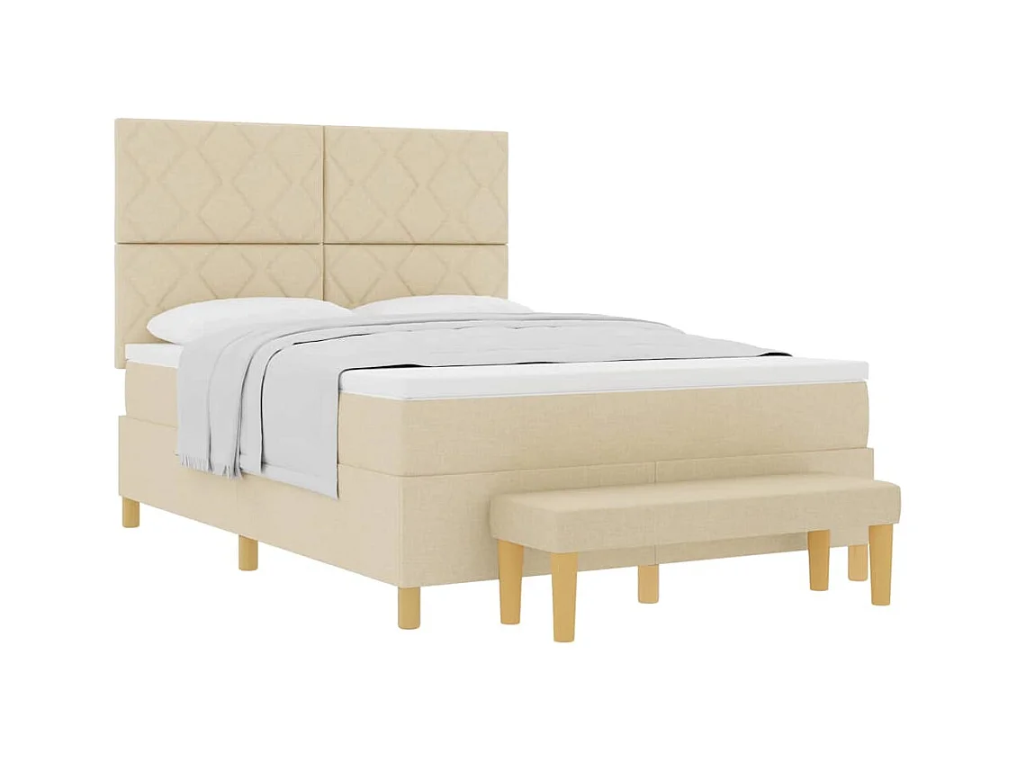 Cadre de lit avec matelas Crème 160 x 200 cm tissu