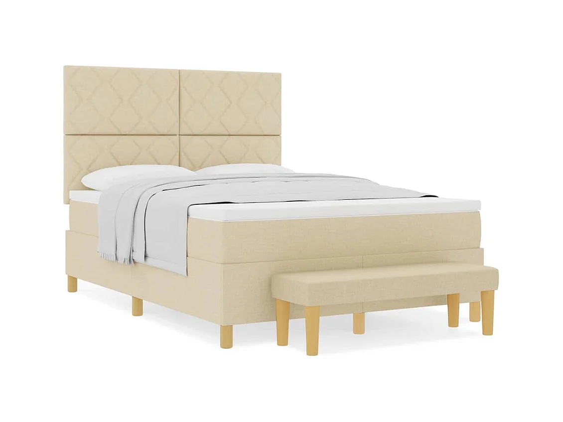 Cadre de lit avec matelas Crème 160 x 200 cm tissu