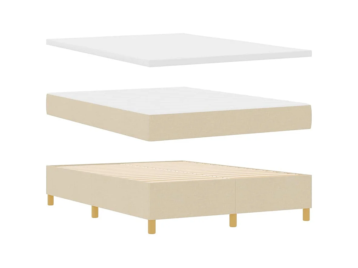 Cadre de lit avec matelas Crème 160 x 200 cm tissu