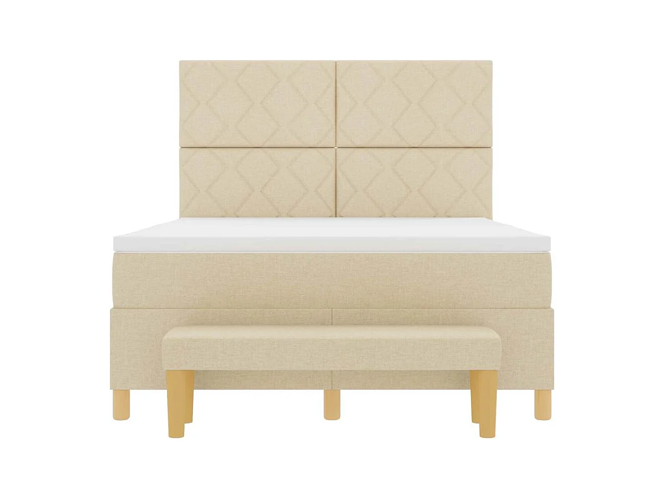 Cadre de lit avec matelas Crème 160 x 200 cm tissu