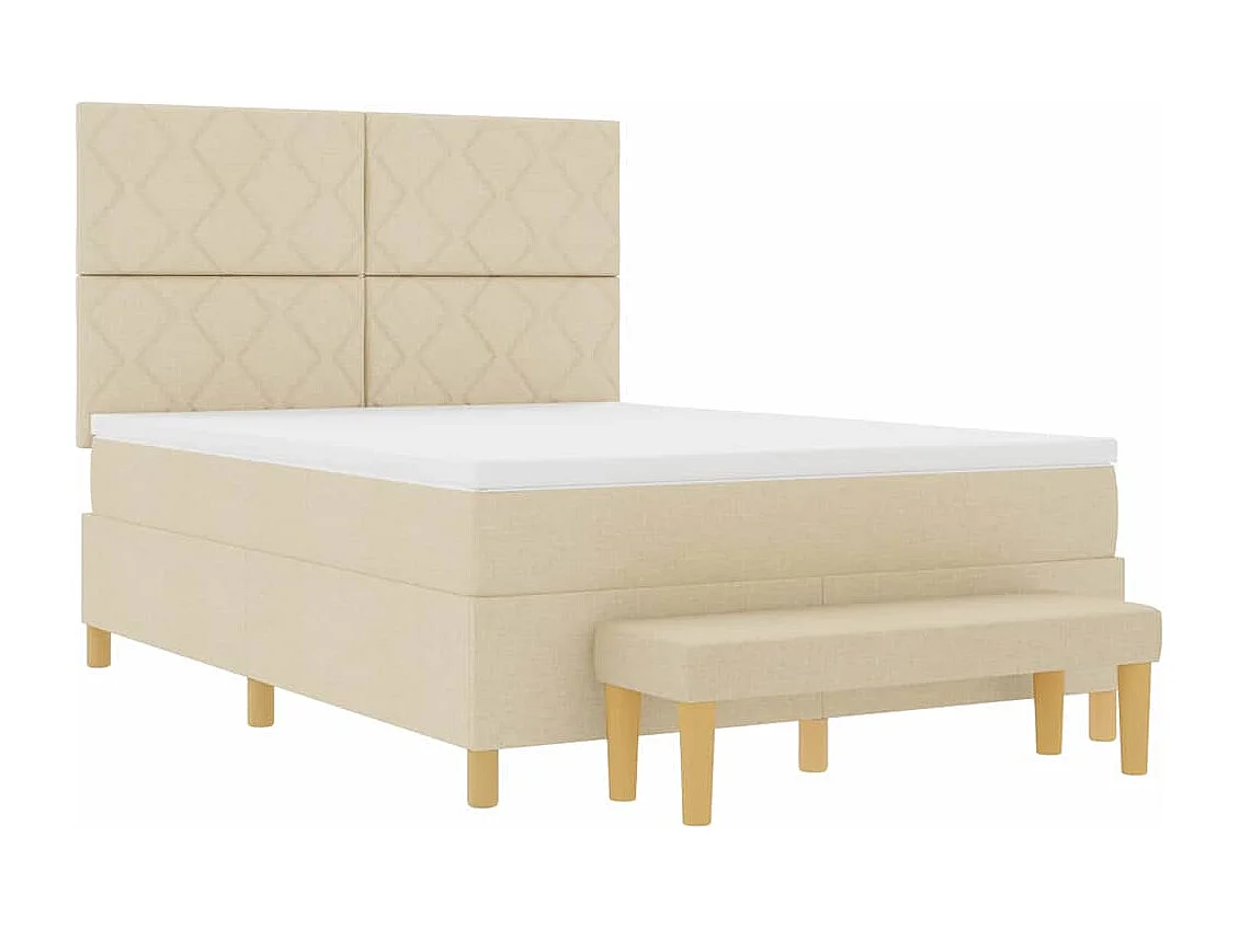 Cadre de lit avec matelas Crème 160 x 200 cm tissu