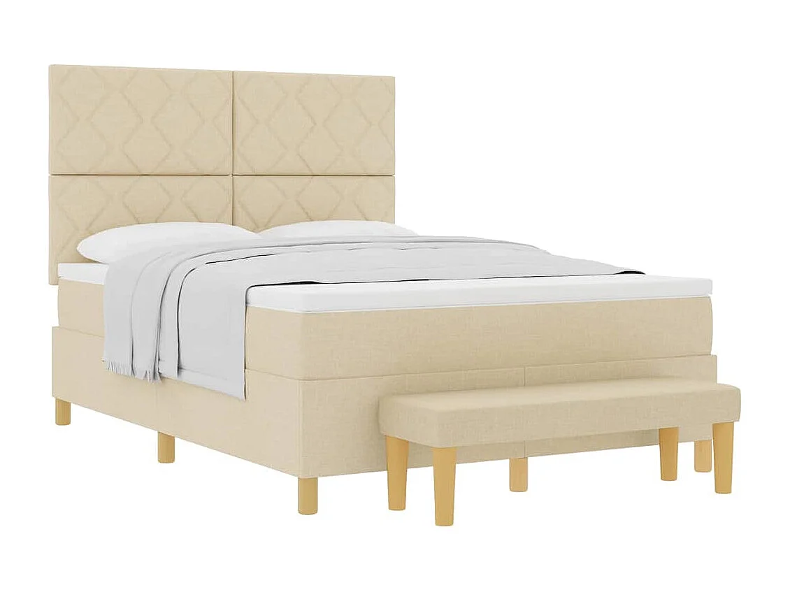 Cadre de lit avec matelas Crème 160 x 200 cm tissu