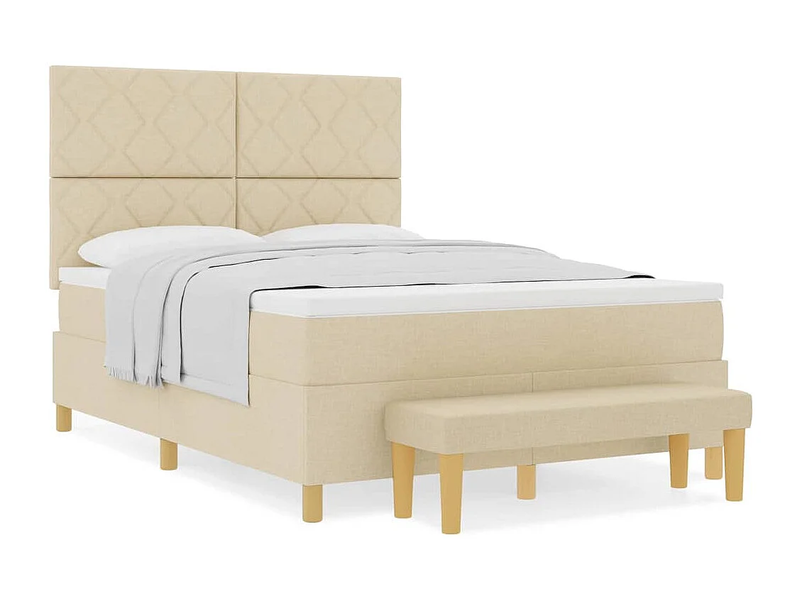 Cadre de lit avec matelas Crème 160 x 200 cm tissu
