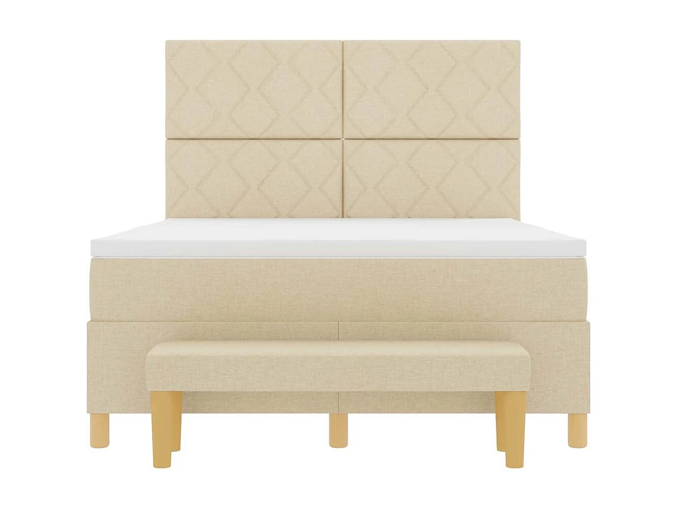 Cadre de lit avec matelas Crème 160 x 200 cm tissu