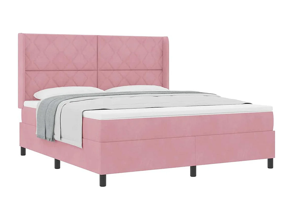 Cadre de lit avec tête de lit Rose 180 x 200 cm Velours
