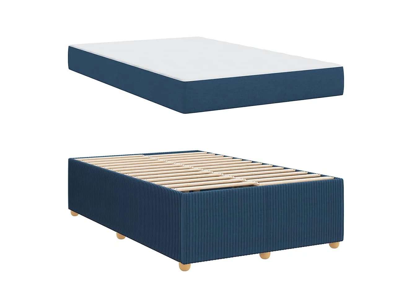 Estructura de cama con colchón Azul 120 x 190 cm tela