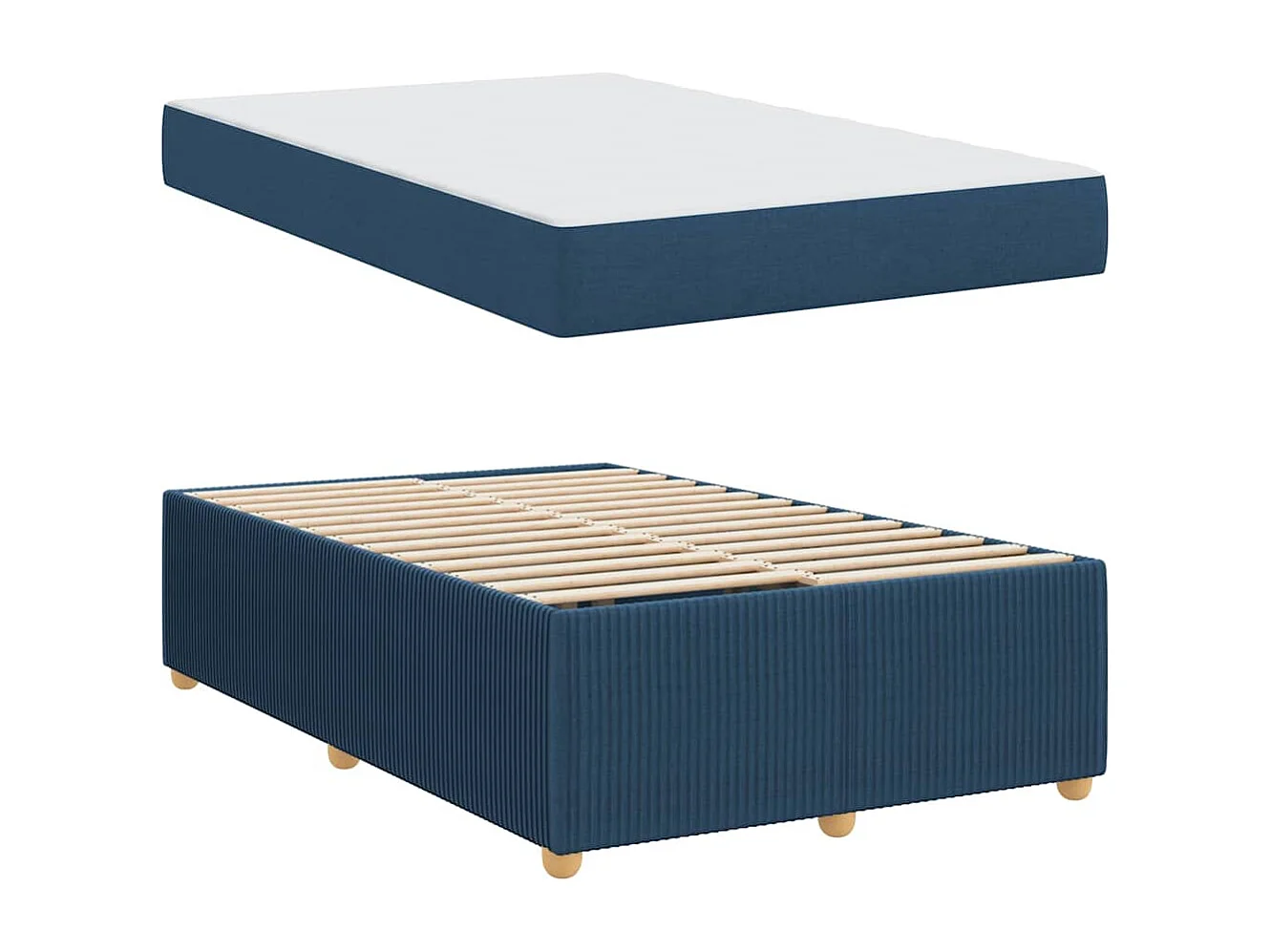 Cadre de lit avec matelas avec matelas Bleu 120 x 190 cm tissu