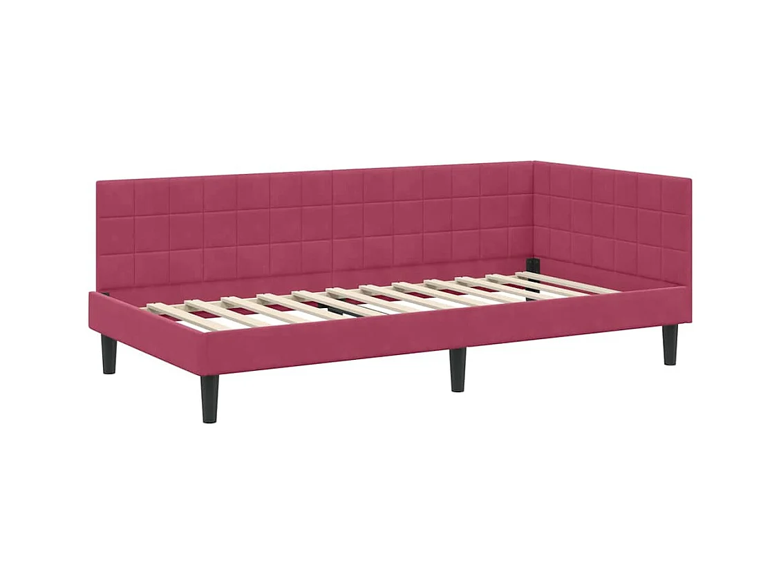 Cadre de lit d'angle Rouge bordeaux 100 x 200 cm Velours