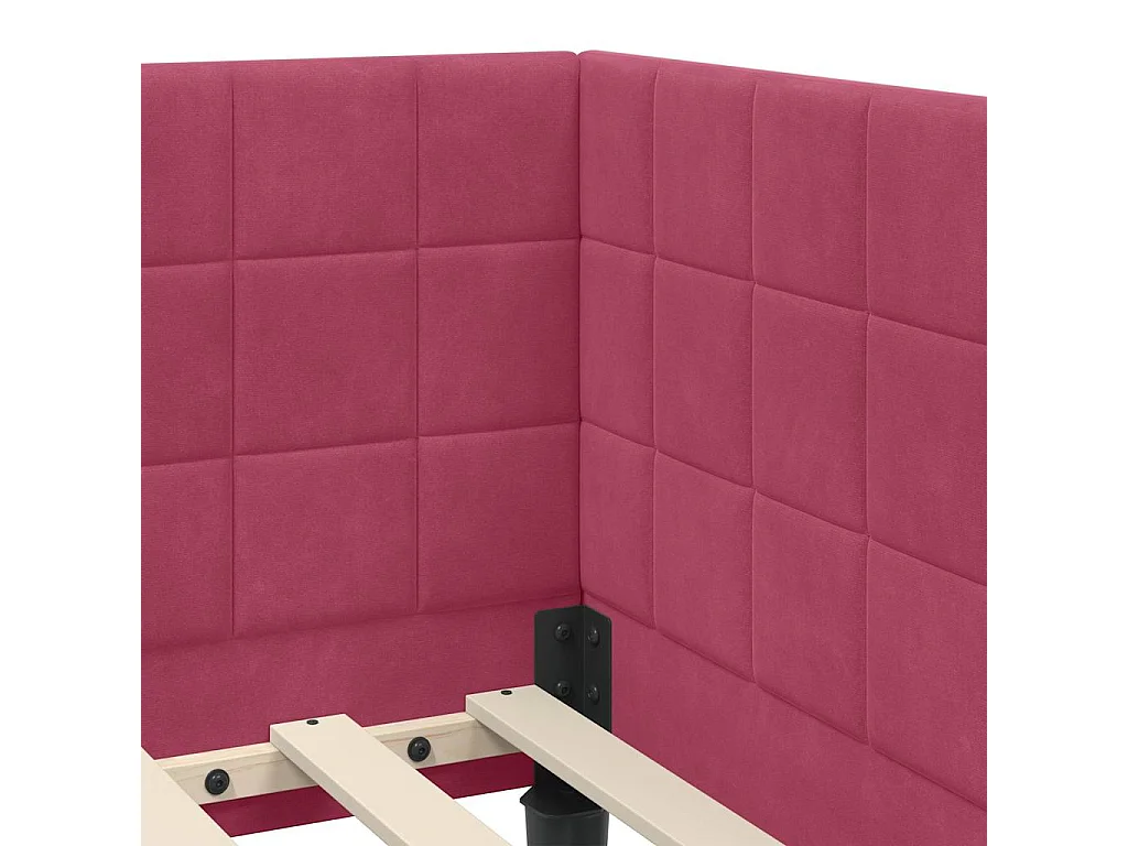 Cadre de lit d'angle Rouge bordeaux 100 x 200 cm Velours