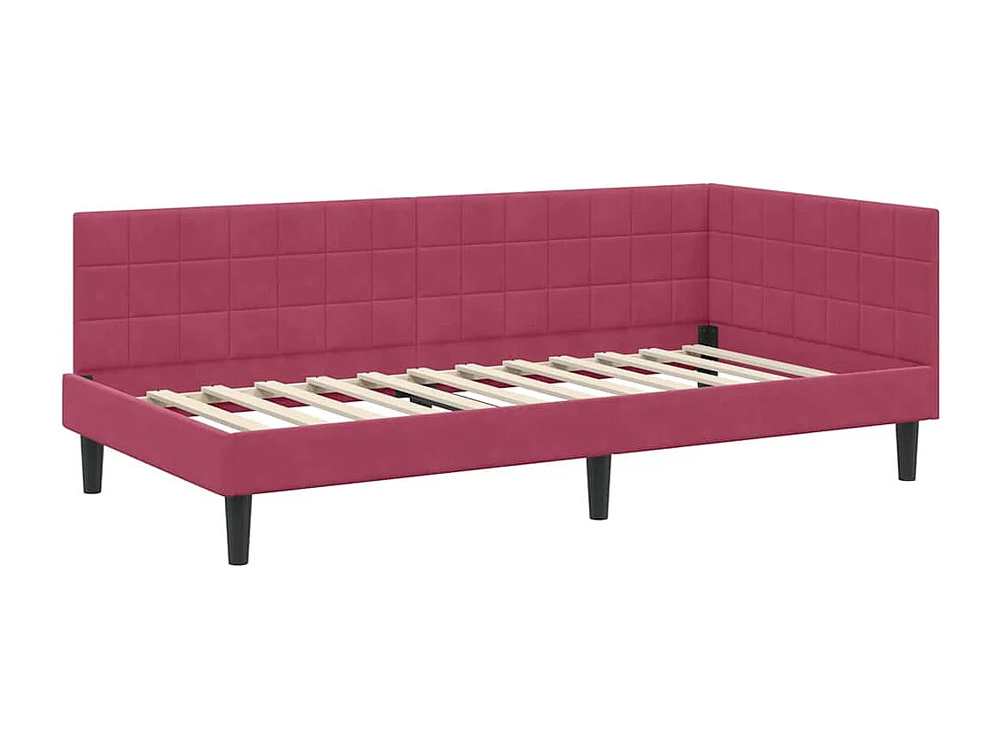 Cadre de lit d'angle Rouge bordeaux 100 x 200 cm Velours