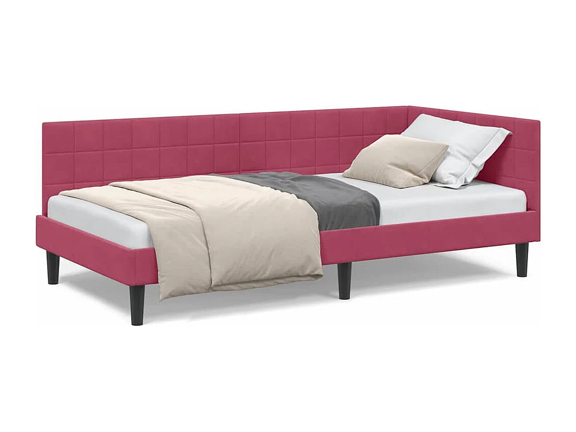 Cadre de lit d'angle Rouge bordeaux 100 x 200 cm Velours