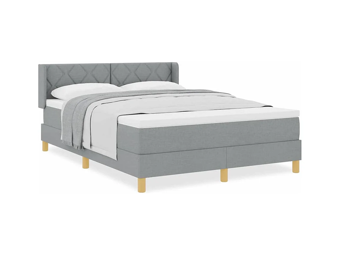 Cadre de lit avec matelas Gris clair 140 x 190 cm tissu