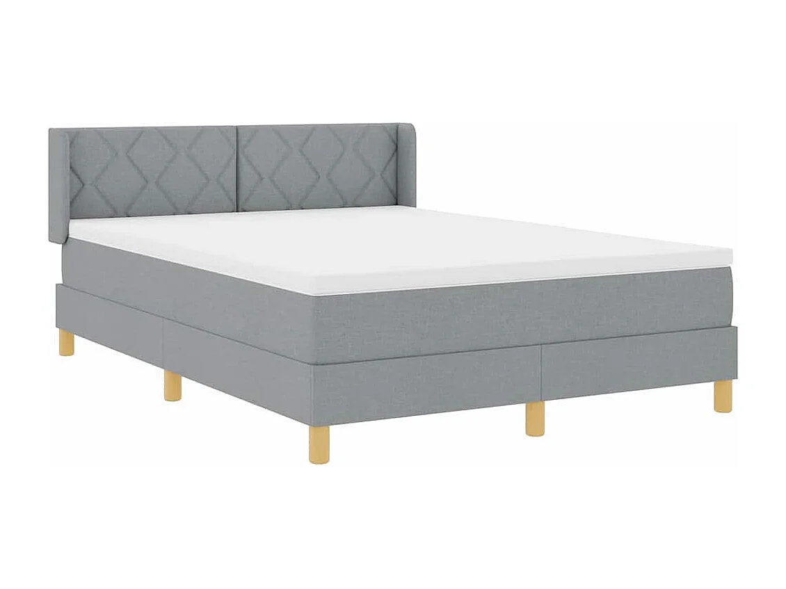 Cadre de lit avec matelas Gris clair 140 x 190 cm tissu