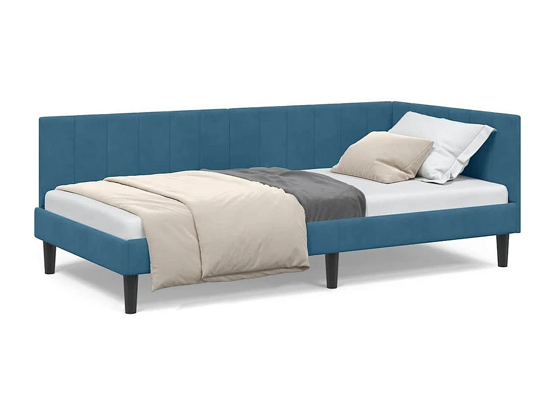 Estructura de cama en esquina Azul 90 x 190 cm Terciopelo