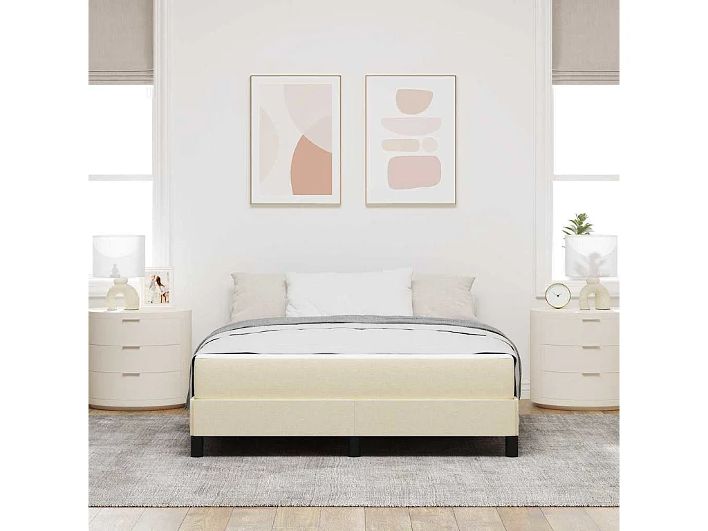 Cama Box com colchão Creme 160 x 200 cm tecido