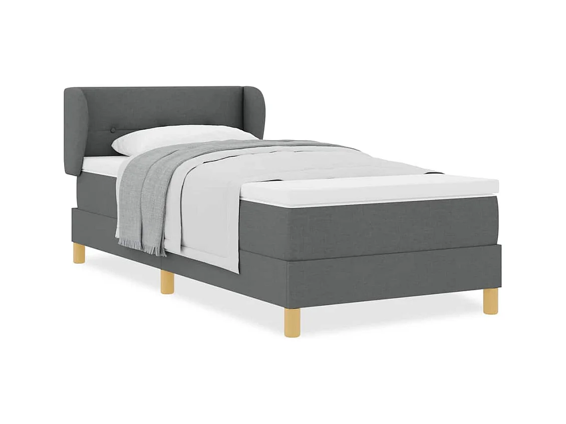 Cama con somier y colchón Crema 90x200 cm Fabric Gris oscuro