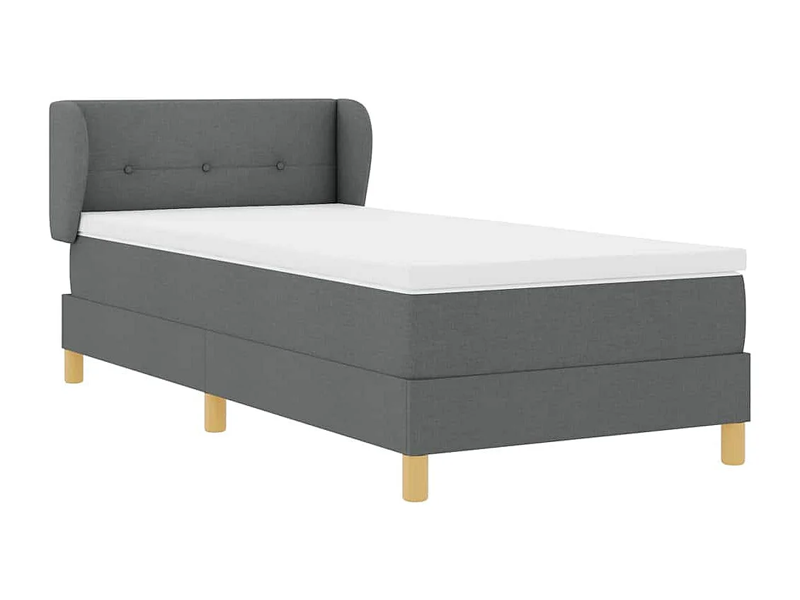 Cadre de lit avec Matelas Crème 90x200 cm Tissu Gris foncé
