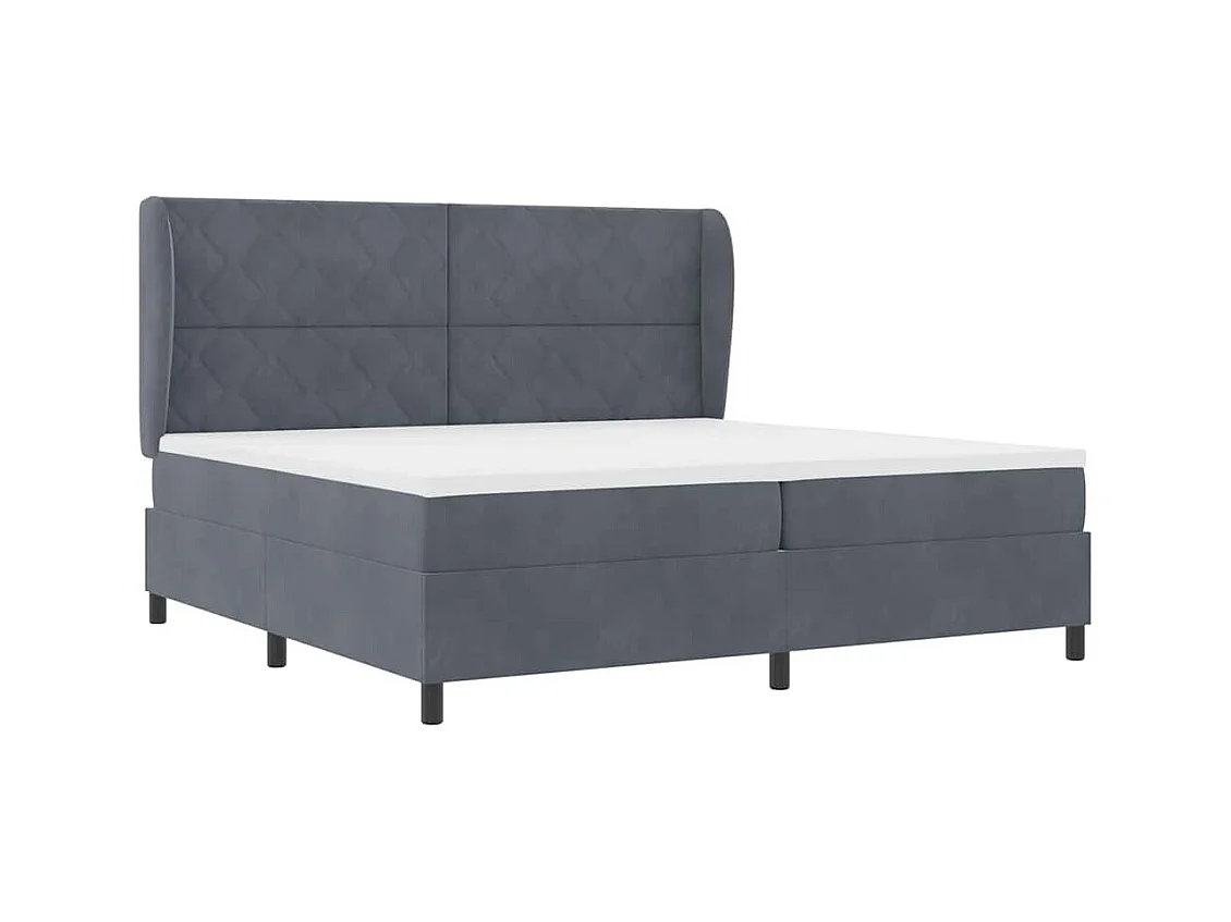 Cadre de lit avec matelas Gris foncé 200 x 200 cm Velours