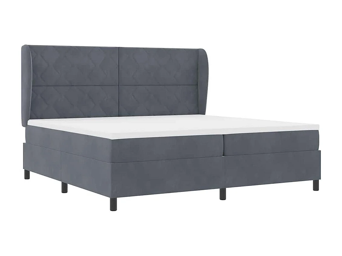 Cadre de lit avec matelas Gris foncé 200 x 200 cm Velours