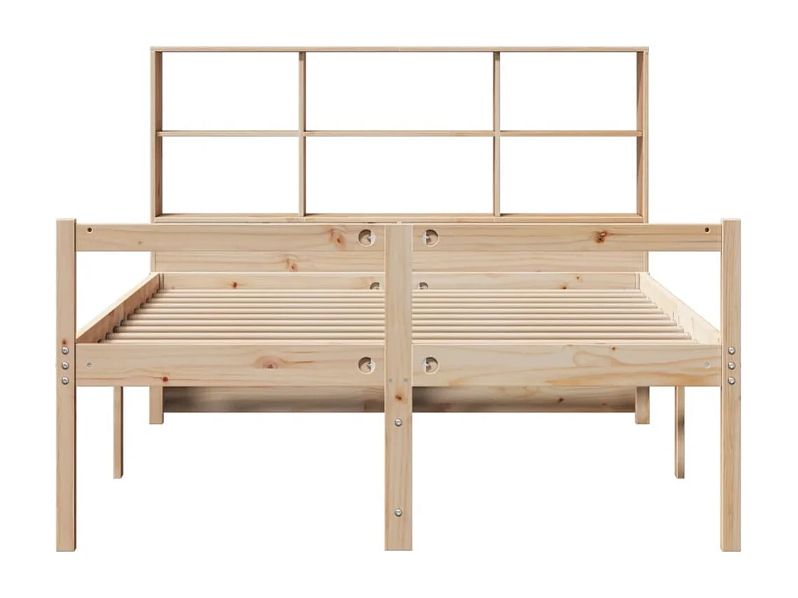 Lit bibliothèque sans matelas 140x200 cm bois massif de pin