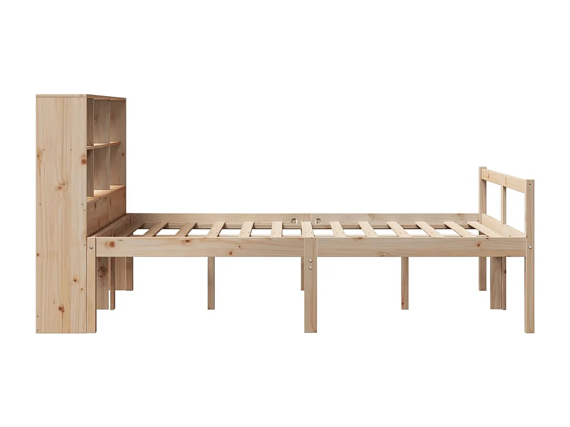 Lit bibliothèque sans matelas 140x200 cm bois massif de pin