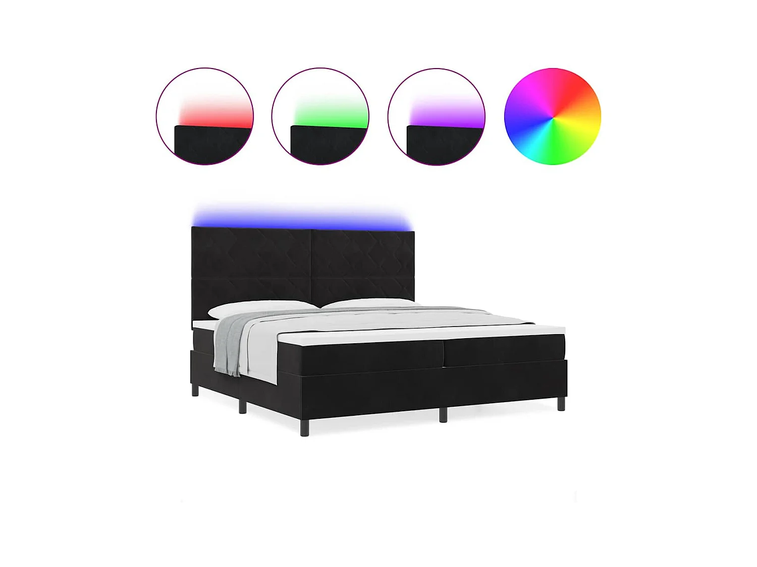 Cadre de lit avec matelas Noir 200 x 200 cm Velours