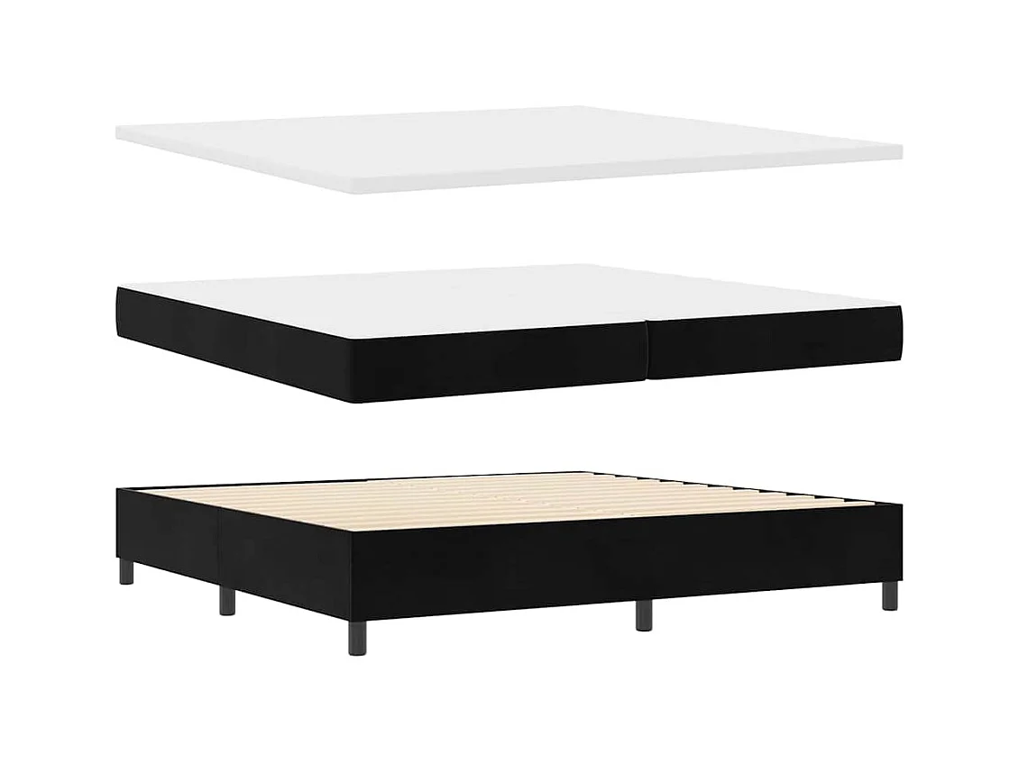 Cadre de lit avec matelas Noir 200 x 200 cm Velours