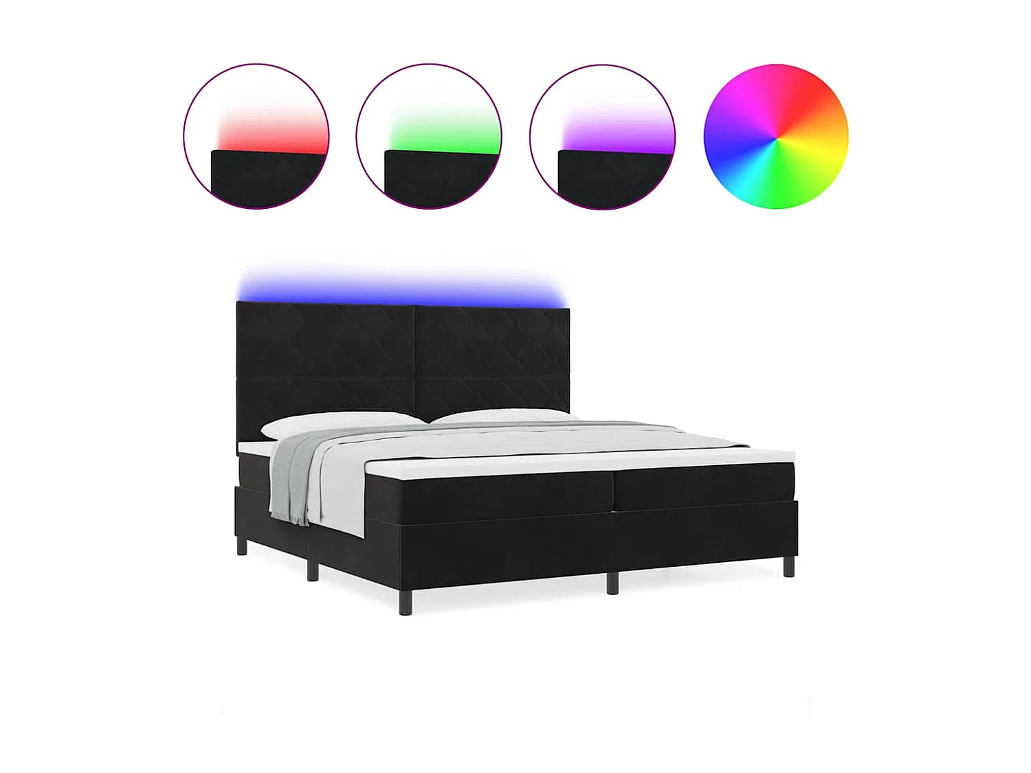 Cadre de lit avec matelas Noir 200 x 200 cm Velours