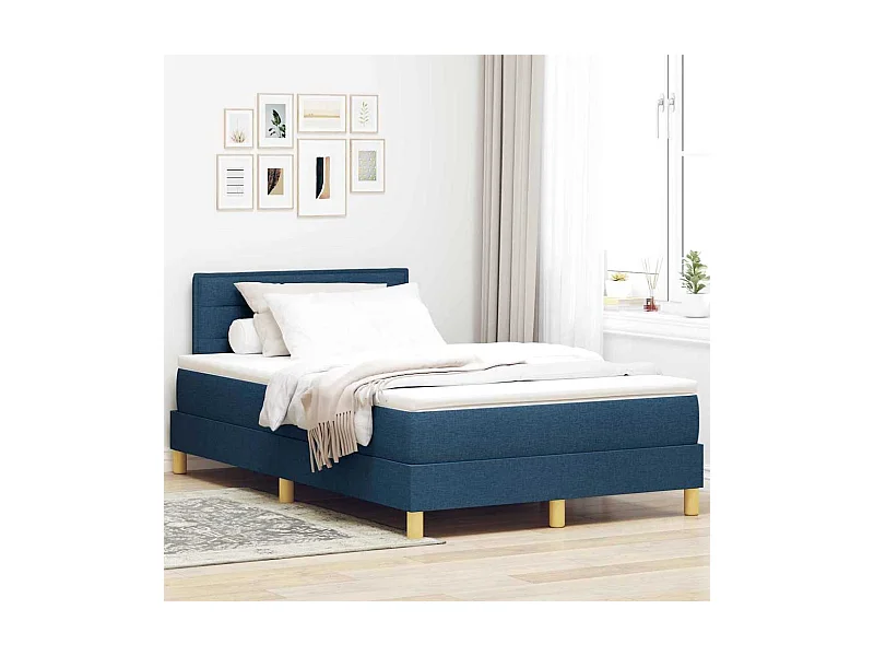 Cama tipo Box Spring con colchón Azul 120 x 190 cm tela