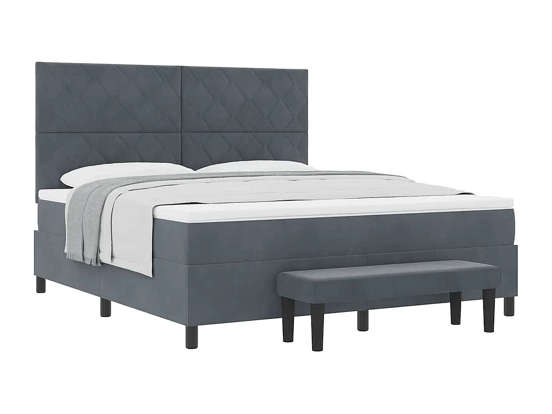 Cama tipo Box Spring Gris oscuro 180 x 200 cm Terciopelo