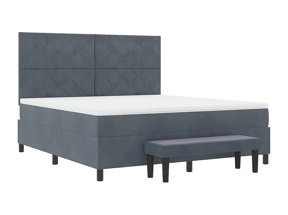 Cama tipo Box Spring Gris oscuro 180 x 200 cm Terciopelo