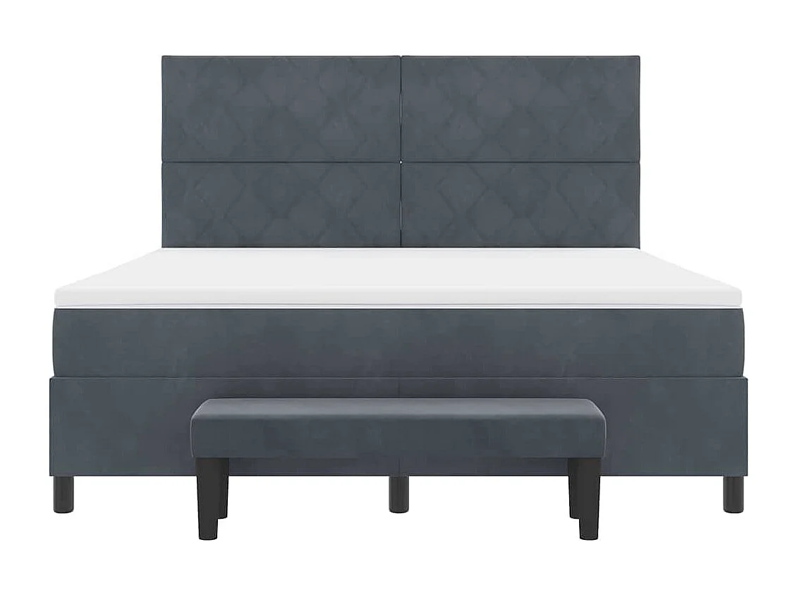 Cama tipo Box Spring Gris oscuro 180 x 200 cm Terciopelo